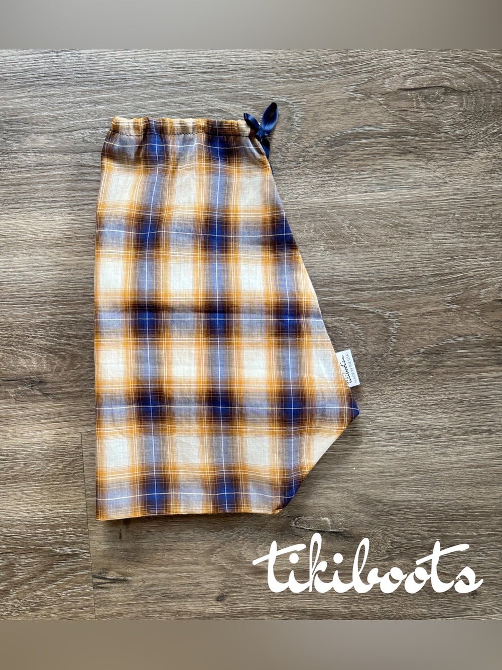 Blue Gold Plaid Cowgirl Boot Dust Bag: Storage Travel Organization